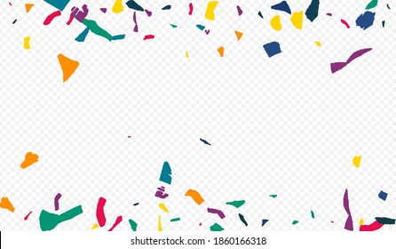 Color Smear Festival Transparent Background. Celebrate Colored Paper Texture. Decoration Confetti Background. Rainbow Elements Independence Design.