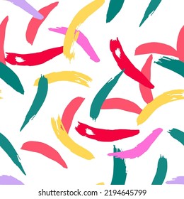 Color Smear Vector Seamless Pattern. Paper Paint Stroke Design. Retro Line Wallpaper. Stripe Textile Print.