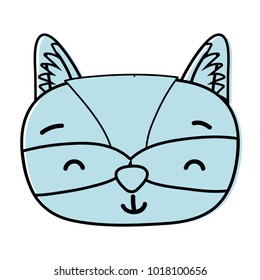 color smile accoon head wild animal