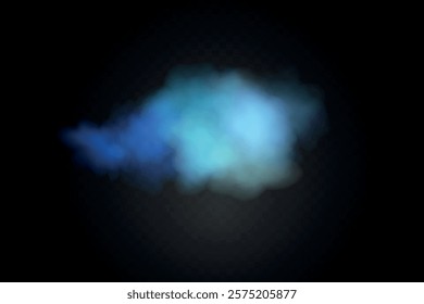 Color smoke effect background. Realistic decorative fog in the air, vapor, creeping smoke puff. Layout of cloudy smog. Transparency vector illustration.