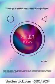Color smoke flowing inside circle on vaporwave light color background,design for poster,flyer. Vector illustration