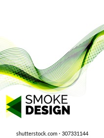 Color smoke wave on white - design element. Business card, presentation or abstract background with your message