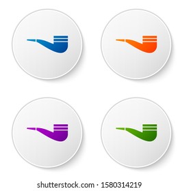 Color Smoking pipe with smoke icon isolated on white background. Tobacco pipe. Set icons in circle buttons. Vector Illustration