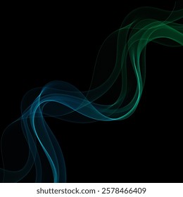 Color Smoky abstract wave on a black background. Vector design element.