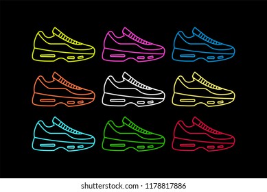 Color sneaker icons vector