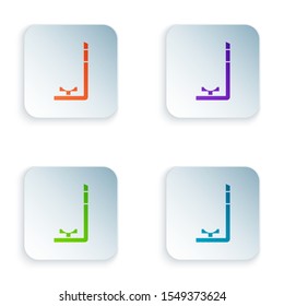 Color Snorkel icon isolated on white background. Diving underwater equipment. Set icons in colorful square buttons. Vector Illustration