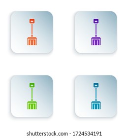 Color Snow shovel icon isolated on white background. Set colorful icons in square buttons. Vector Illustration