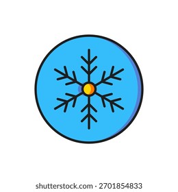 Icono del copo de nieve del color aislado en el fondo blanco. Felices Navidades y Feliz Año Nuevo. Estilo de contorno relleno plano con sombra. Vector
