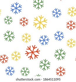 Icono de copo de nieve de color aislado patrón transparente en fondo blanco. Vector.