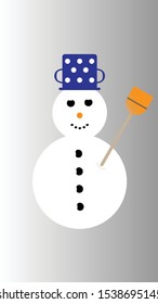 color snowman with blue pot