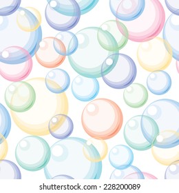 Color soapbubbles on white background. Seamless background. Eps8. CMYK. Gradients free.