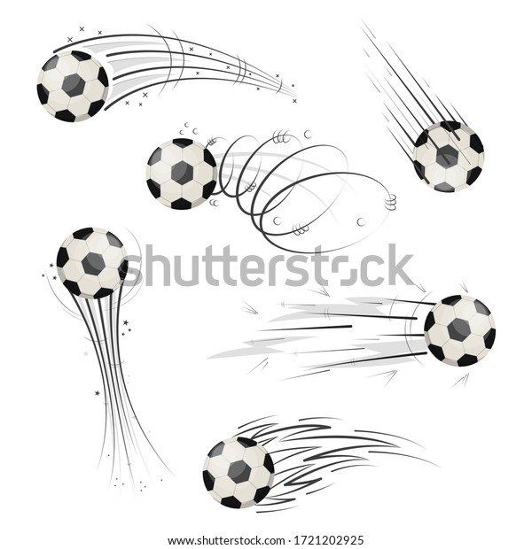 ラインとカラーサッカーボールアクションスピードエレメントを設定するアイコン サッカーのゲームのコンセプトのベクターイラスト のベクター画像素材 ロイヤリティフリー