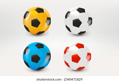 Icono de la pelota de fútbol de color con marca de verificación verde. icono de vector 3d 
