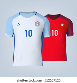 Color soccer T-shirts of England. Football team equipment