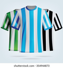 Color soccer T-shirts template. Football team equipment 