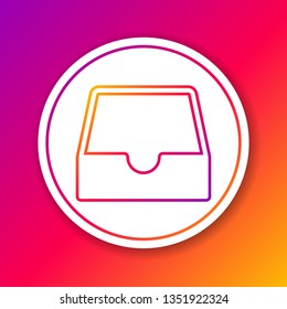 Color Social media inbox line icon isolated on color background. Social network element, symbol. Circle white button. Vector Illustration