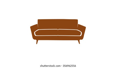 color sofa icon brown on white background vector illustration 