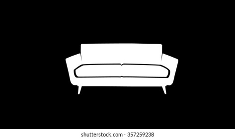color sofa icon white on black background vector illustration 