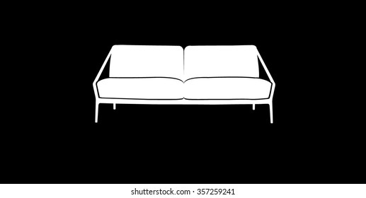color sofa icon white on black background vector illustration 
