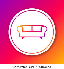 Color Sofa line icon isolated on color background. Circle white button. Vector Illustration