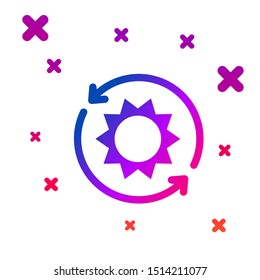 Color Solar energy panel icon isolated on white background. Sun with lightning symbol. Gradient random dynamic shapes. Vector Illustration