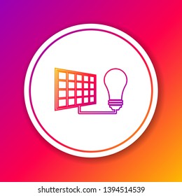 Color Solar energy panel and light bulb line icon isolated on color background. Circle white button. Vector Illustration