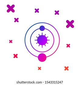 Color Solar system icon isolated on white background. The planets revolve around the star. Gradient random dynamic shapes. Vector Illustration
