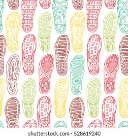 Color soles shoes seamless pattern