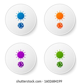 Color Solstice icon isolated on white background. Set icons in circle buttons. Vector Illustration
