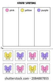 Ordenación de colores para los niños. Ordenar arcos por colores. Hoja de trabajo educativa.