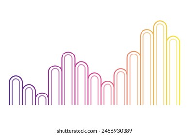 Color sound wave. Audio digital equalizer technology, musical pulse vector Illustration. Voice line waveform or volume level symbol. Curve radio wave