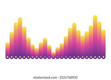 Farbtonwelle. Audio digitale Equalizer-Technologie, musikalischer Pulsvektor Illustration. Signalleitungswellenform oder Lautstärkepegelsymbol. Kurven-Funkwelle