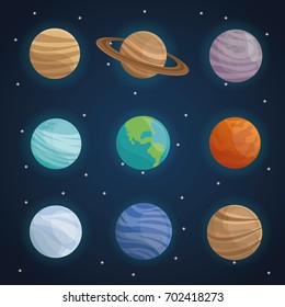 color space landscape background with planets of solar system