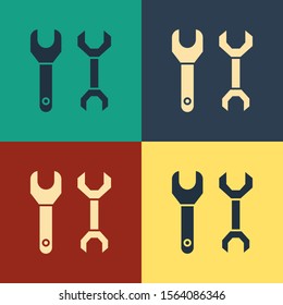 Color Spanner icon isolated on color background. Vintage style drawing. Vector Illustration