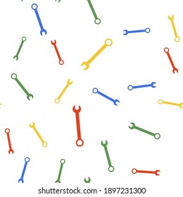 Color Spanner icon isolated seamless pattern on white background. Vector.