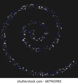 The color sparkles against a black background. Blue shine background. Luxurious starry night design. Well suited for posters, banners, advertisements, cards, web pages, parties or discographies