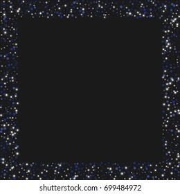 The color sparkles against a black background. Blue shine background. Luxurious starry night design. Well suited for posters, banners, advertisements, cards, web pages, parties or discographies
