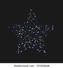 The color sparkles against a black background. Blue shine background. Luxurious starry night design. Well suited for posters, banners, advertisements, cards, web pages, parties or discographies