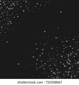 The color sparkles against a black background. Silver shine background. Luxurious starry night design. Well suited for posters, banners, advertisements, cards, web pages, parties or discographies