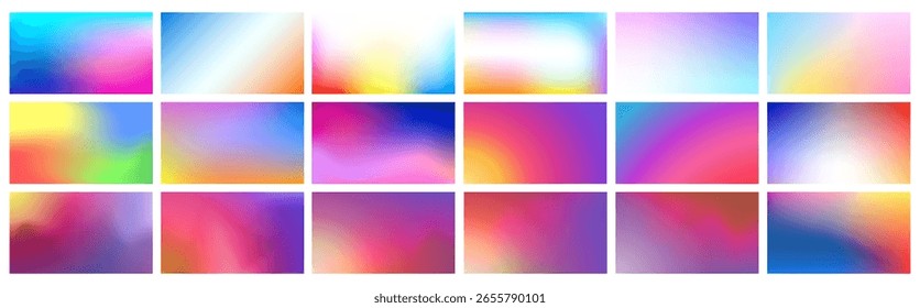 Conjunto de fondo de degradado borroso de espectro de color con efecto de desenfoque suave, textura abstracta colorida