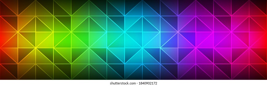 Color spectrum modern header. Polygon geometrical texture banner. Triangular mosaic. Modern creative design temlates