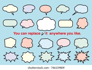  Color Speech Balloon set, possible to change point direction of balloon icons set  Vector illustration EPS10.