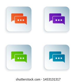 Color Speech bubble chat icon isolated on white background. Message icon. Communication or comment chat symbol. Set icons in colorful square buttons. Vector Illustration