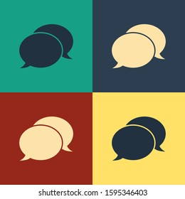 Color Speech bubble chat icon isolated on color background. Message icon. Communication or comment chat symbol. Vintage style drawing. Vector Illustration