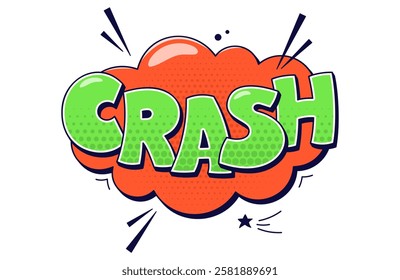 Color speech bubble Crash with halftone elements. 