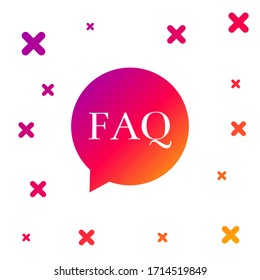 Color Speech bubble with text FAQ information icon isolated on white background. Circle button with text FAQ. Gradient random dynamic shapes. Vector Illustration