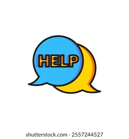 Color Speech bubble with text Help icon isolated on white background. Flat filled outline style with shadow. Vector