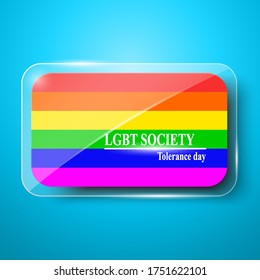 Color speech bubble vector set. Realistic LGBT banner on glass icons. Business infographics.