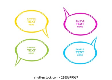 Color speech bubbles isolated. Set of Speech bubbles in yellow pink green and blue color. Vector eps10