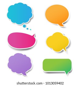 Color Speech Bubbles Set With Gradient Mesh, Vector Illustration